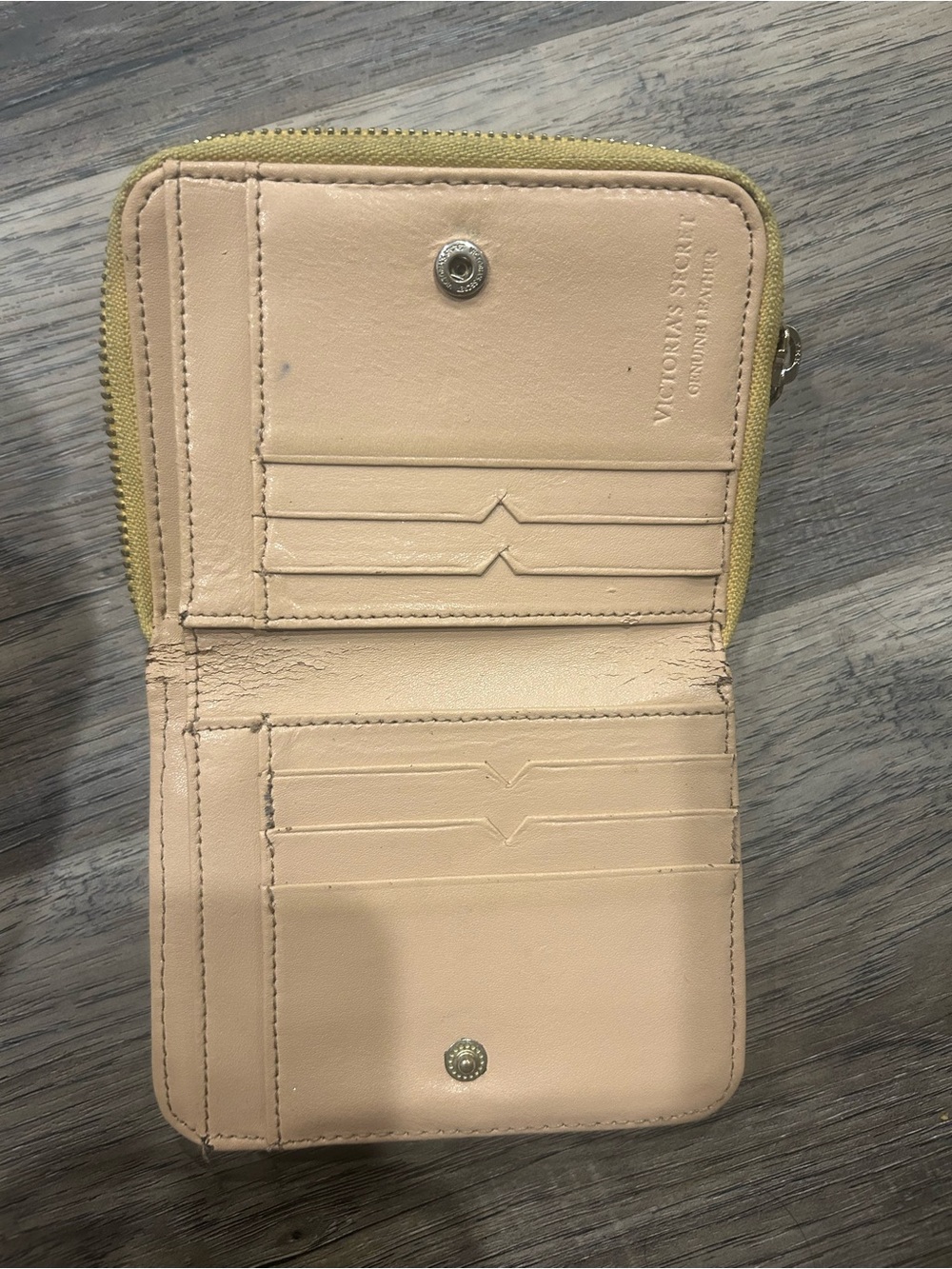 Victoria's Secret Yellow Perforated Zip Around Wallet with Snap Pocket - Picture 3 of 8